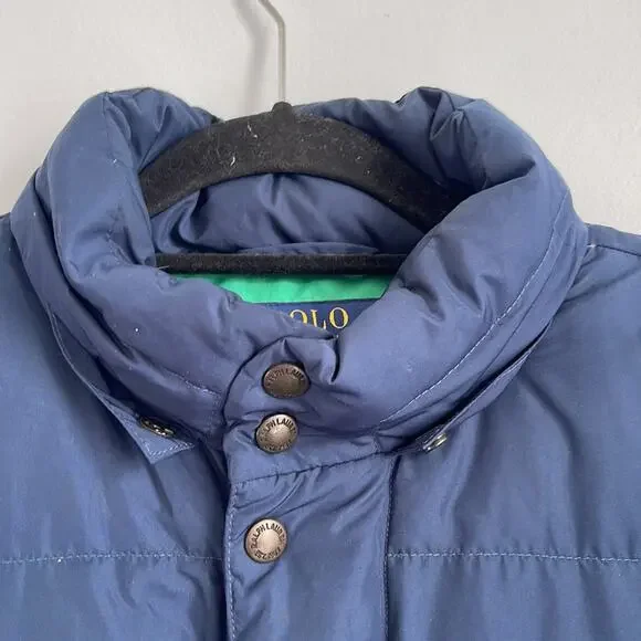 Polo Ralph Lauren duck down mock neck snap front puffer winter coat sz M